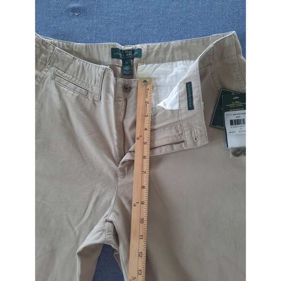 Lauren Ralph Lauren Biltmore Chino Pants Cream Cotton Khaki Wide Leg 12 NEW SEE - Picture 5 of 10
